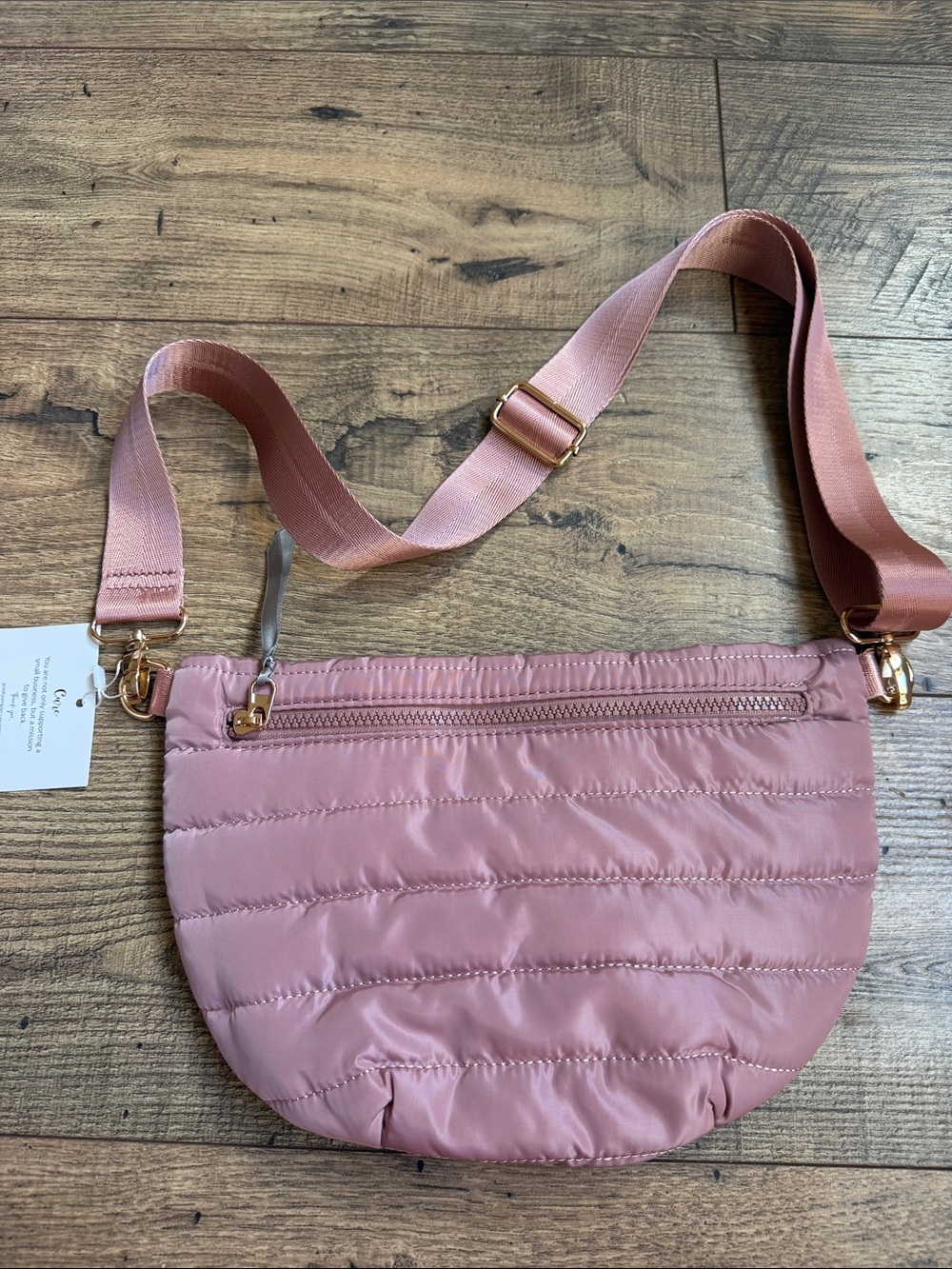 Pretty Simple Jolie Puffer Pink rose Crossbody Bag NWT Guitar Strap belt bag